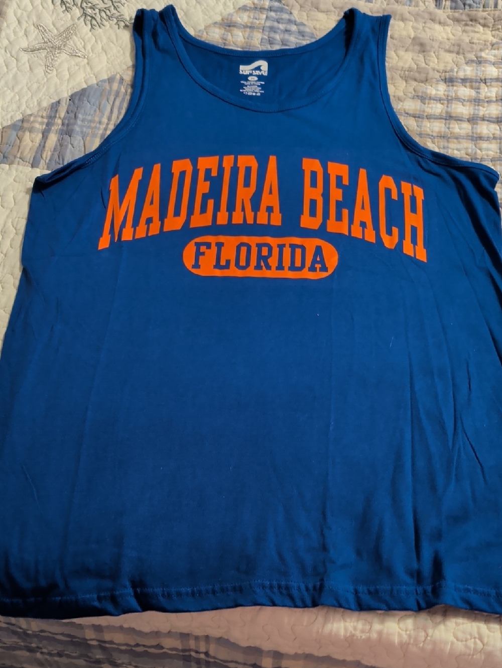 surf style Blue Tank Top with White Logo